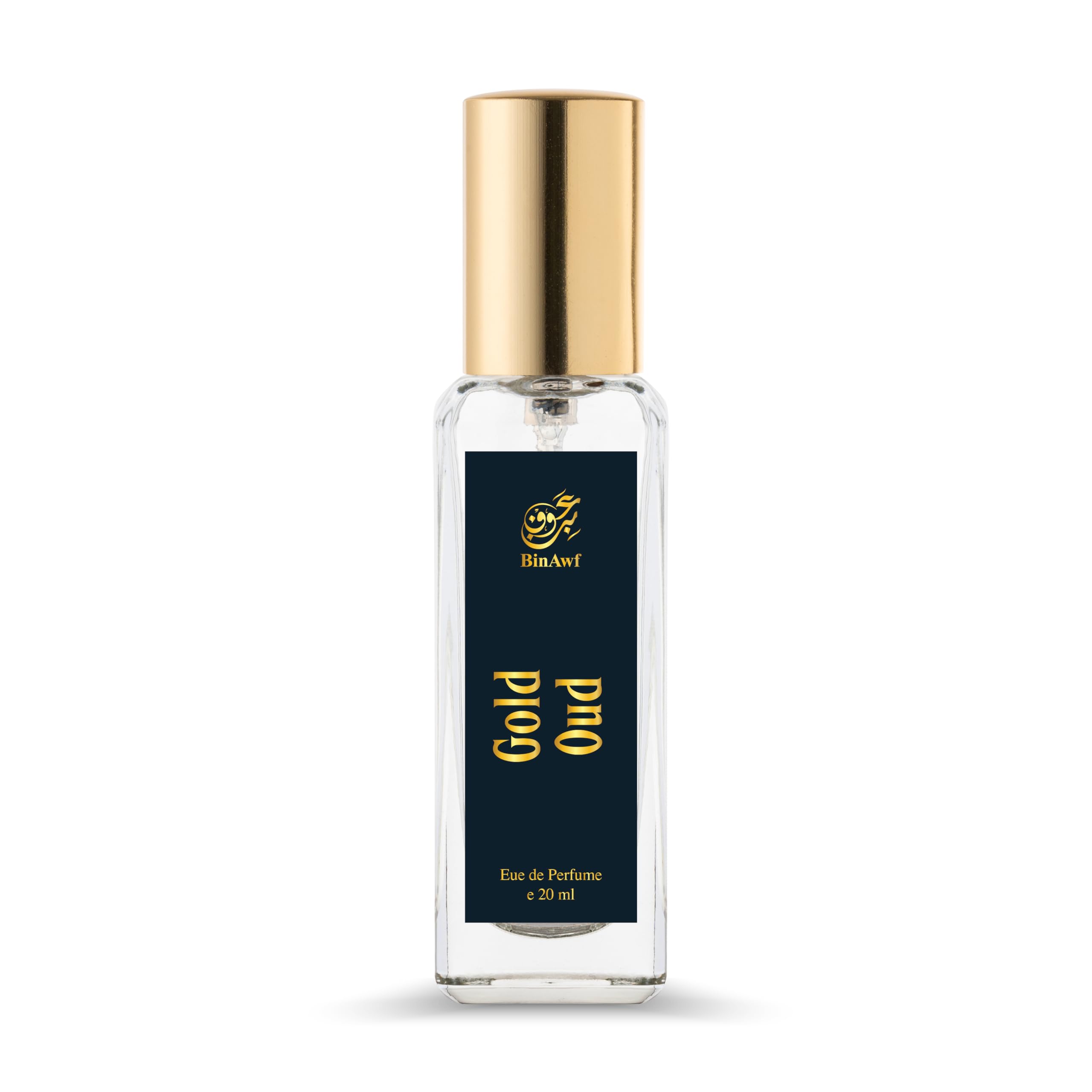 BinAwf Gold Oud Eau de Parfum for Men & Women, 20ml | Luxurious Blend of Saffron, Pepper & Oud | Long-Lasting Woody & Spicy Fragrance