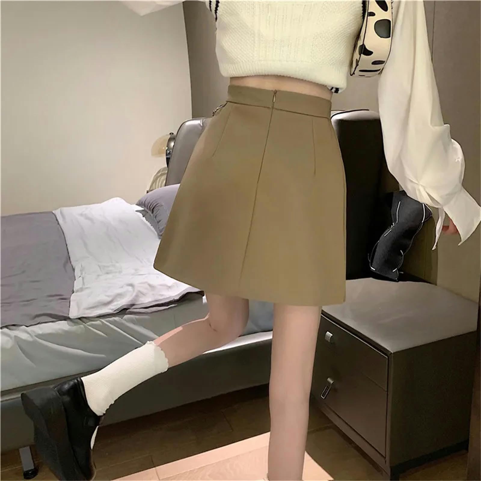 Skirt Narciarki z wysokim stanem damskie Styleall-Match Ladies A-Line szorty z rozcięciem