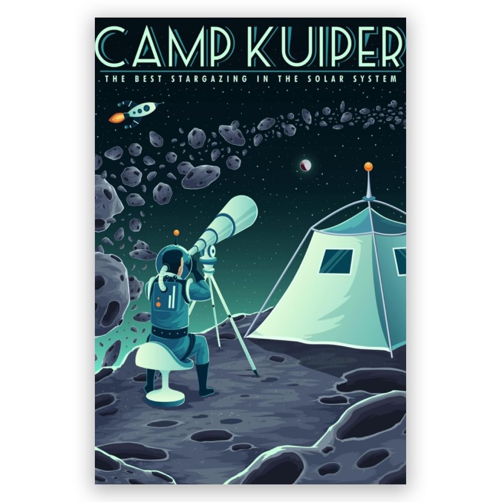 LuminDaze Camp Kuiper Poster Retro Space Wall Art Outer Space Travel Picture Decoration Exoplanet Galaxy Mars Planet Exploration Art Canvas Print