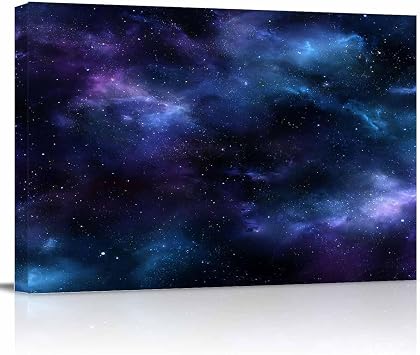 Star Sky Wall Art for Living Room,Canvas Picture Wall Decor for Bathroom Bedroom,Modern Blue Purple Black Nature Starry Night Painting Artwork for Office Kitchen Hallway Dining Room Home Decor 12"x16"