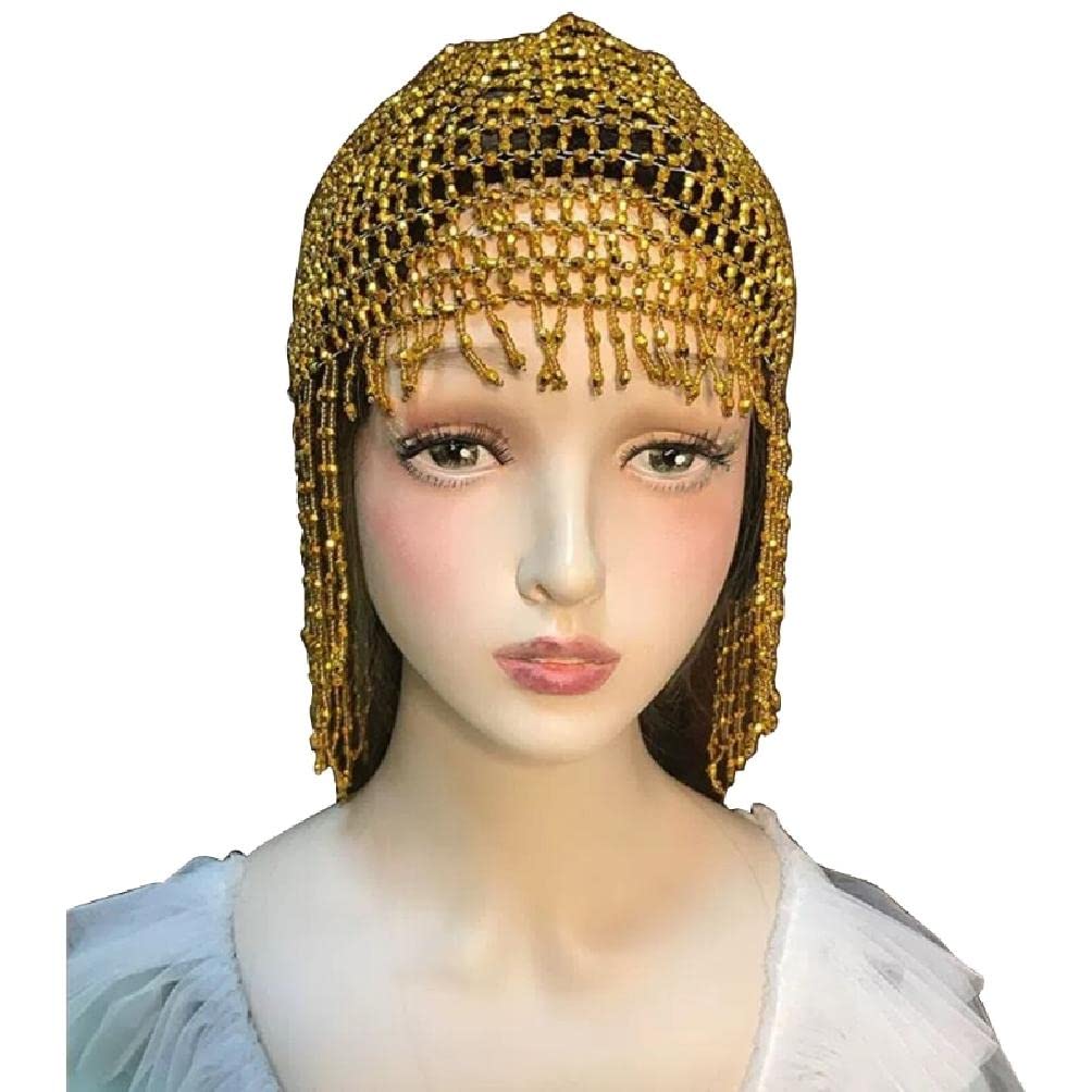 GenericHandmade Beaded Headpiece Exotic Cleopatras Belly Dance Cap Stunning Hair Accessory Costume Party Headwear Gift