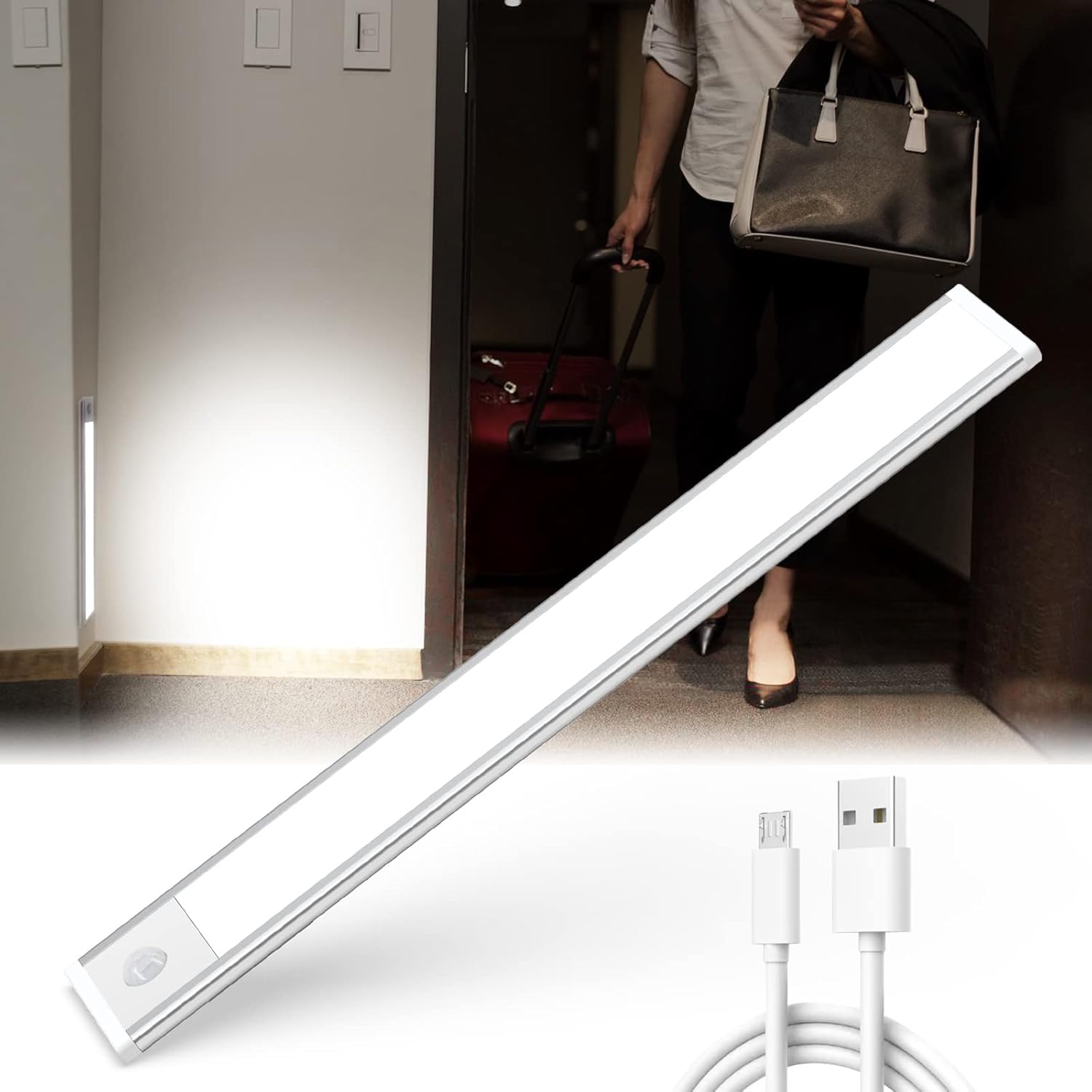 Amazon.co.jp Wobane LED Sensor Light, Indoor 3 Modes, USB Rechargeable