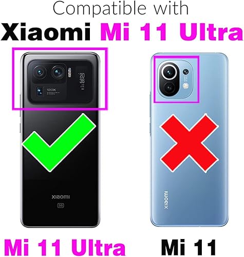 Miniatura 2 de Asuwish Compatible con Xiaomi Mi 11 Ultra 5G Wallet Case Protector de pantalla de vidrio templado, soporte para tarjeta de crédito, correa de muñeca