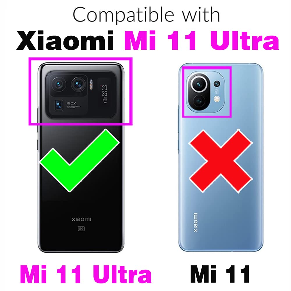 Asuwish Phone Case for Xiaomi Mi 11 Ultra 5G Wallet Cover with Tempered Glass Screen Protector and Wrist Strap Flip Zipper Card Holder Stand Cell Accessories Mi11Ultra Mi11 11Ultra G5 Women Men Brown - Image 2