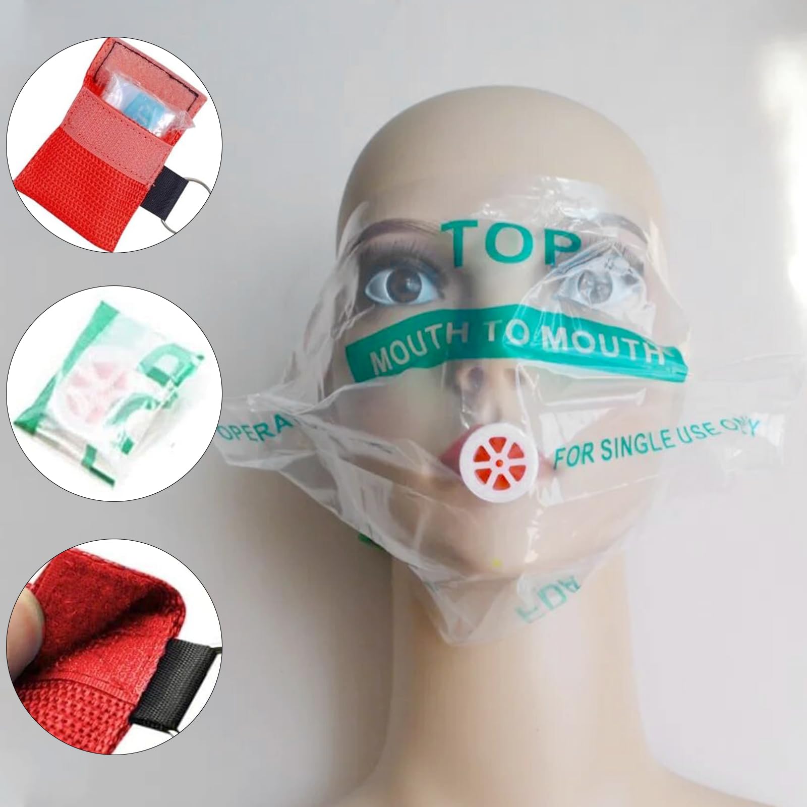 Maschere Respiratorie di Primo Soccorso CPR in PE, 8 Pezzi, 5,5 x 5 cm, Portachiavi