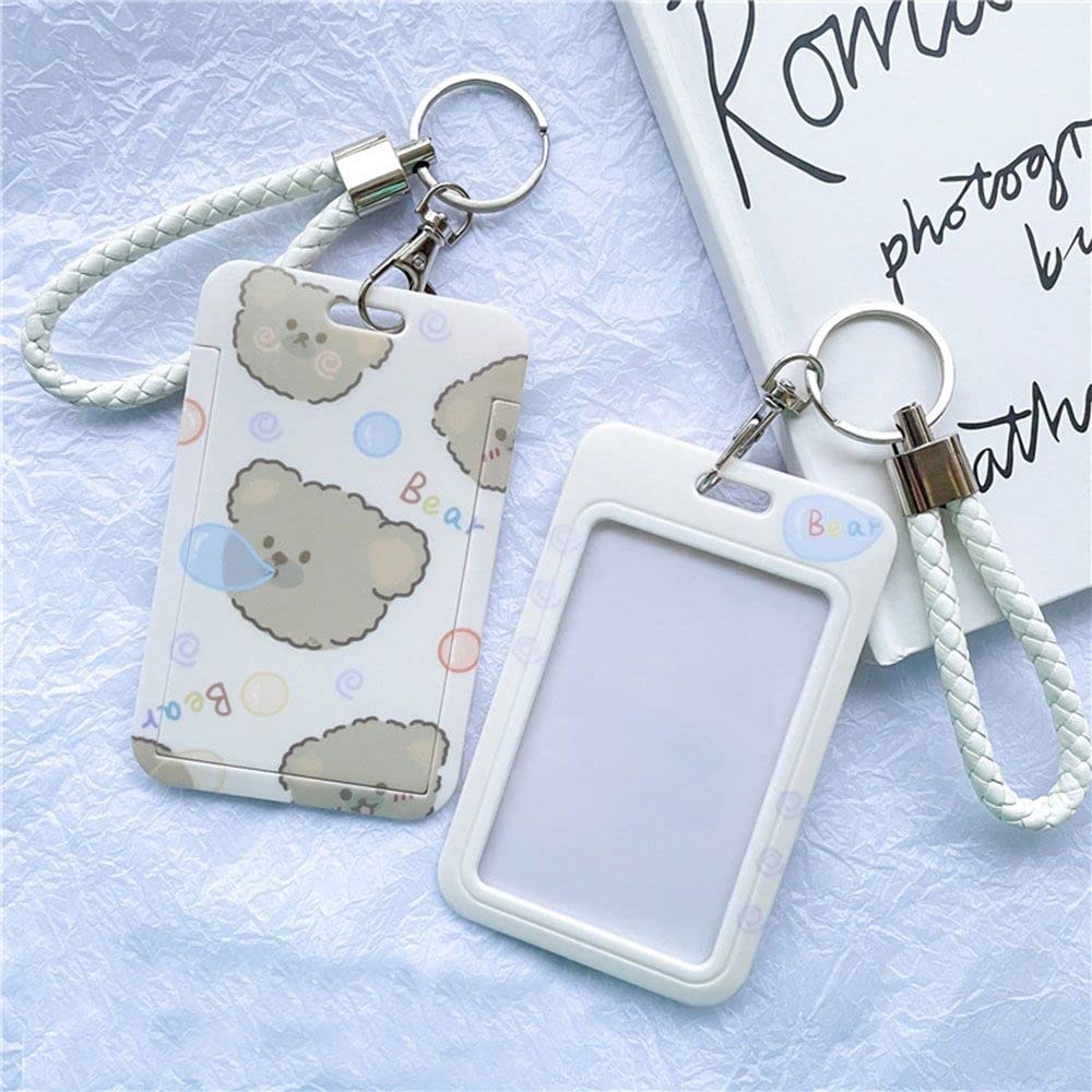 Étudiant mignon ours porte-carte de visite Badge porte-cartes de crédit porte-cartes d'identité Bus carte couverture étui femmes hommes fournitures (Color : C3)