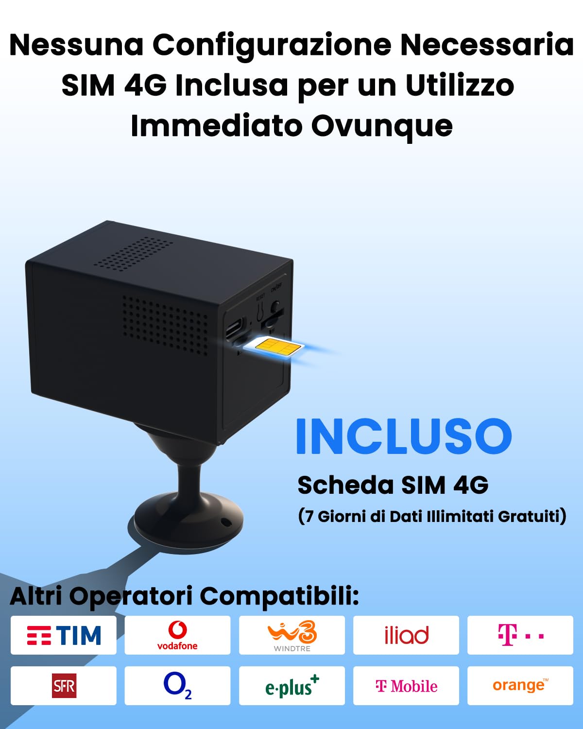 UCOCARE Telecamera con SIM, 4MP Telecamera con SIM 4G da Esterno | Batteria 5200mAh, AI Rilevamento Movimento, Visione 160°, Visione Notturna, 4MP Portatile per Auto, Campeggio e Viaggi