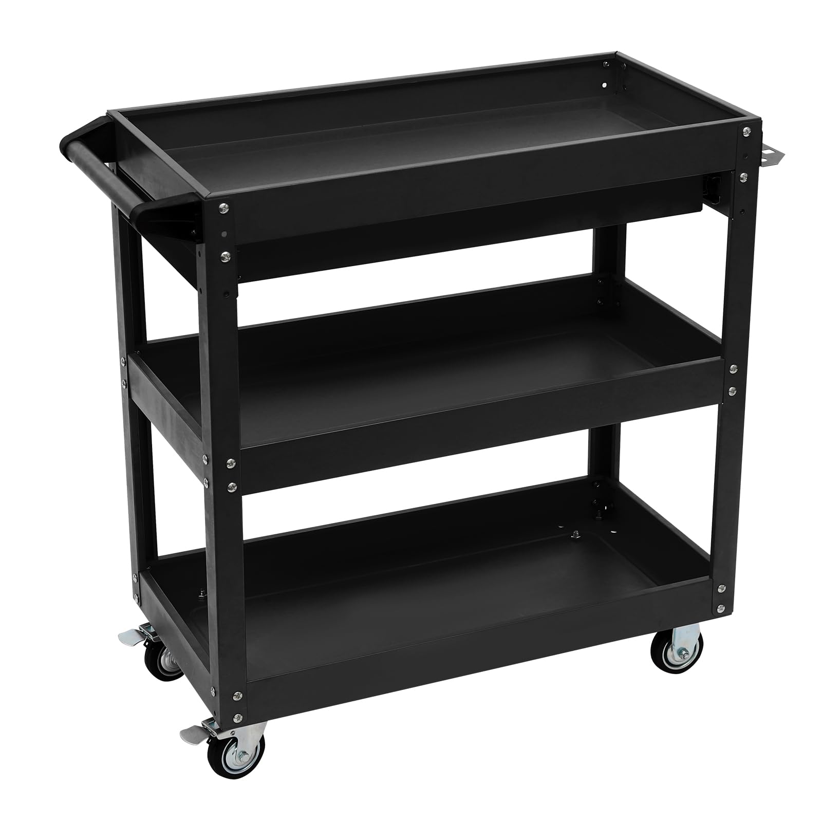 Carro de herramientas con ruedas y 3 plataformas de carga, con capacidad de carga hasta 150 kg, para todos los entornos, 76.3 x 35.3 x 83.5 cm, Negro HarBin-Star - Carro de herramientas