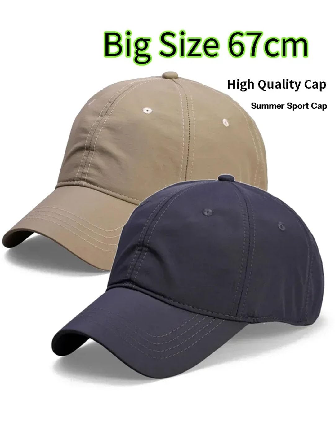 Cappellino da baseball da uomo di grandi dimensioni ad asciugatura rapida traspirante grande taglie forti cappelli da sole sport all'aperto visiera ad asciugatura rapida cachi 61-63 cm