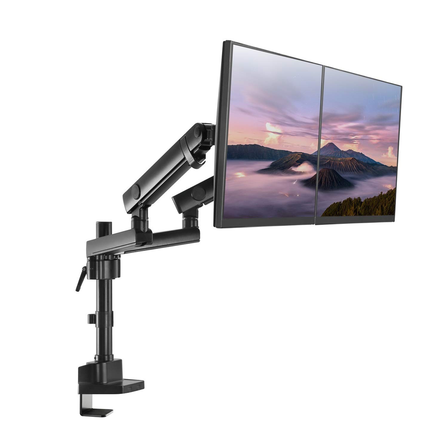 Maclean MC-812 2-Fach Monitorhalter mit Gasfeder Tischhalterung Monitorarm Monitorständer VESA 75x75 100x100 17"-32" Für 2 Monitore