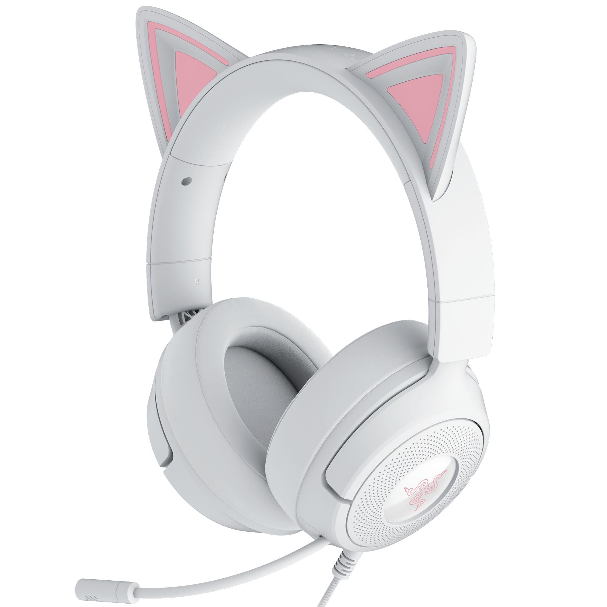 Razer Kraken Kitty V3 X - przewodowy zestaw słuchawkowy Kitty do gier - kultowe uszy Kitty - lekki, waży tylko 270g - mikrofon HyperClear Cardioid - przetworniki TriForce 40mm | Biały