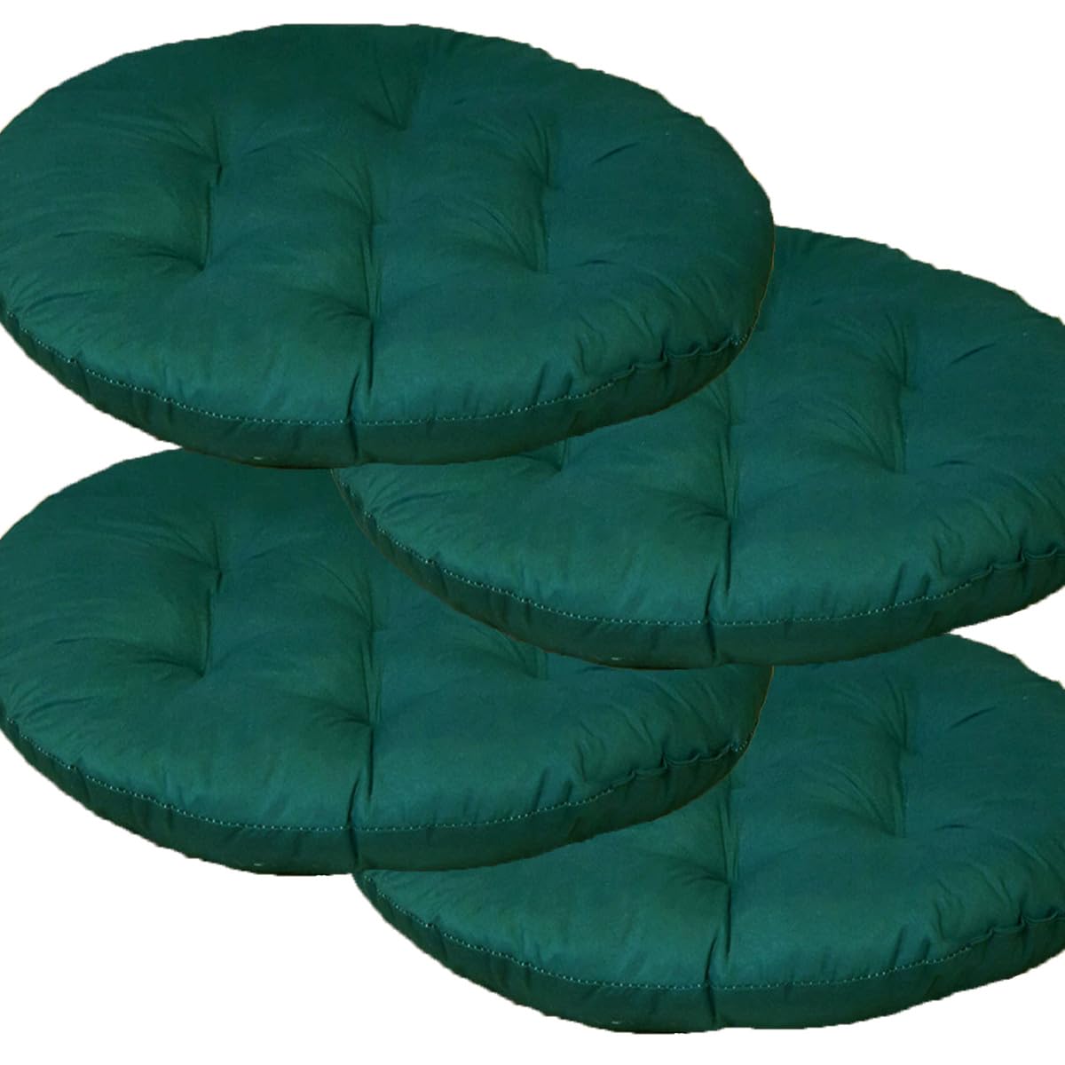 Coussin de chaise rond, 40x40 cm Ensemble de 2/4/6/8 Coussins de chaise pour salle à manger, Tapis de siège pour meubles en rotin extérieur pour salon, bureau, jardin, patio (Vert foncé, 4