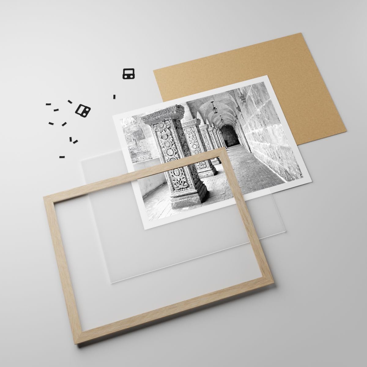 Affiche Decoration Murale Architecture Morceau Noir Et Blanc Moderne Poster Cadre Chêne Clair 40x30cm Deco Affiches Murales Tableau Decoration Salon Chambre Cuisine Wall Art Design P2NAA40x30-5194