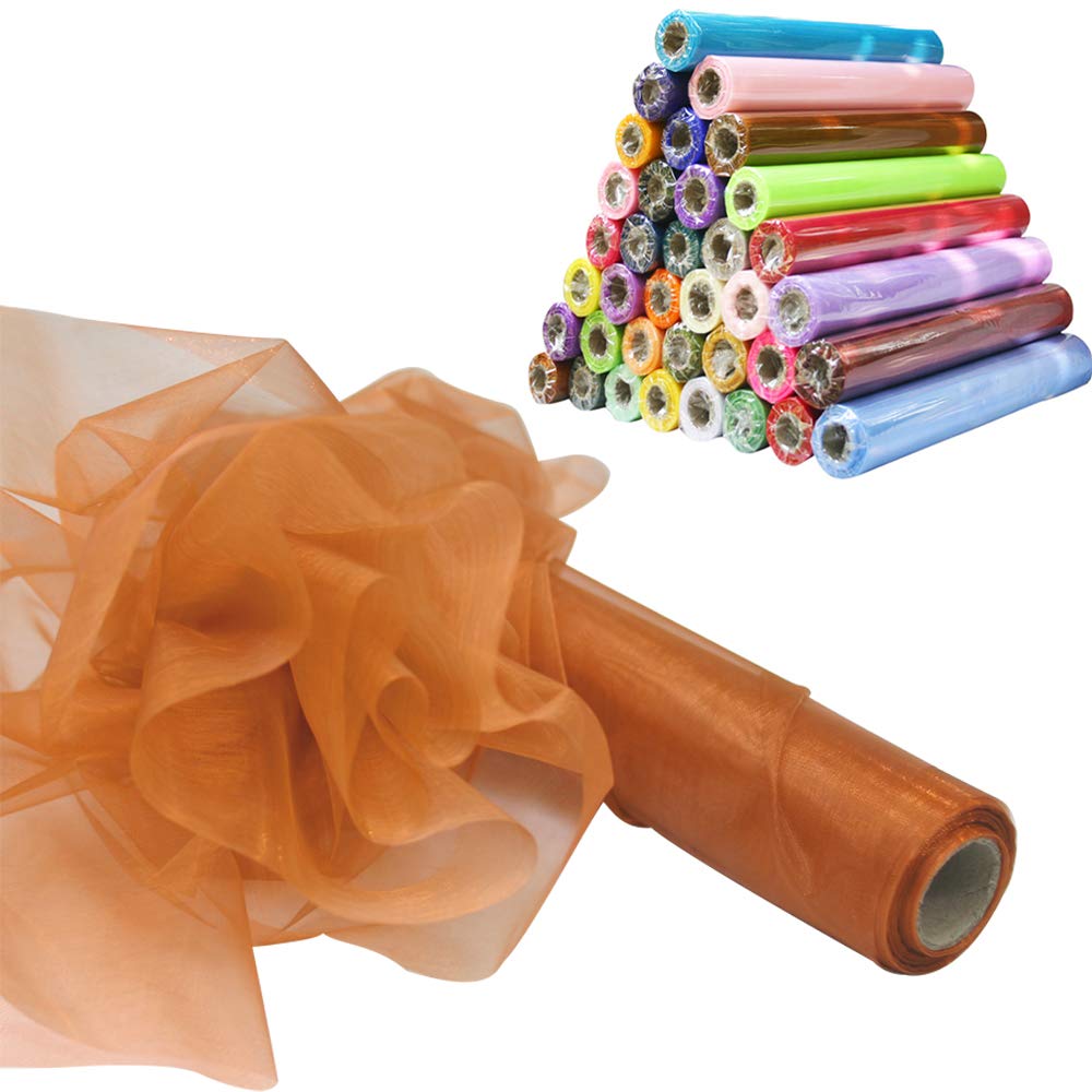 Time to Sparkle 26M x 29cm Sheer Organza Roll Sash Fabric Table Runner Sashes Chair Cover Bows Swags Wedding Party - Almond