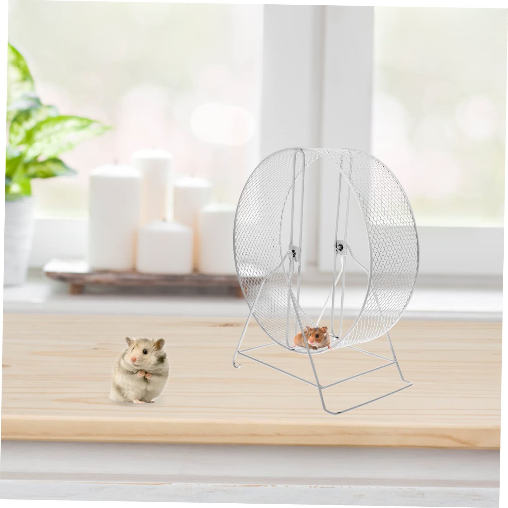 Yardwe Rueda de Ejercicio para Hámster y Erizo, Juguete de Hierro Blanco, Confiable para Correr y Hacer Ejercicio en Casa, Accesorio para Mascotas