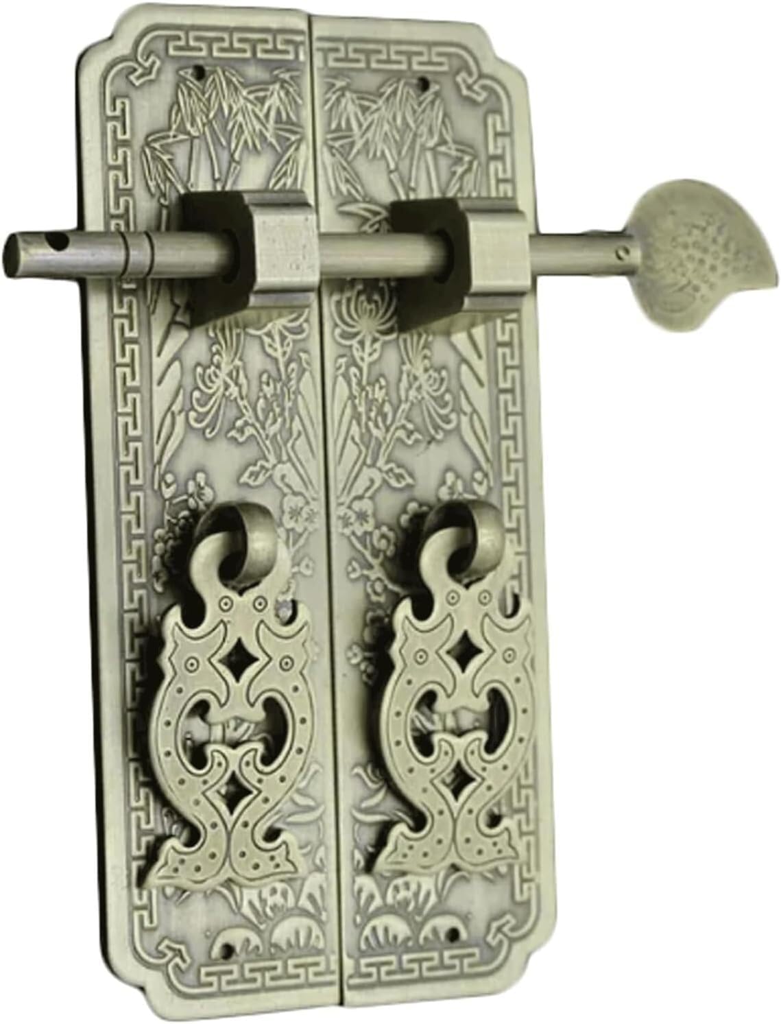 TIST Iron Door Knocker Retro Pure Copper Door Knock Chinese Style Door Handle for Home Cabinet Door Ring Knocker Decor Surface-Mounted Installation(Bronze,3 * 16cm)