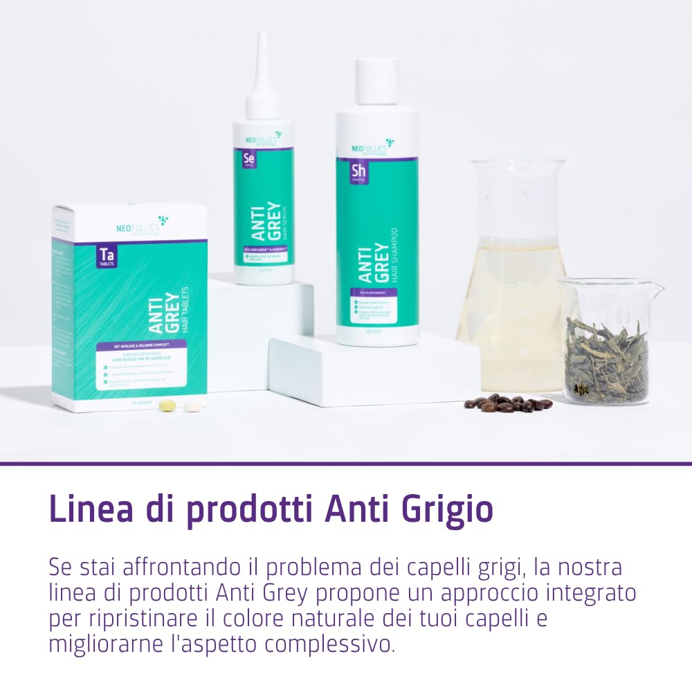 Neofollics Anti Grey Hair Serum - 90 ml - Diminuisce l'aspetto dei capelli grigi in 90 giorni - Ripristina il colore naturale dei capelli - Nutre il cuoio capelluto