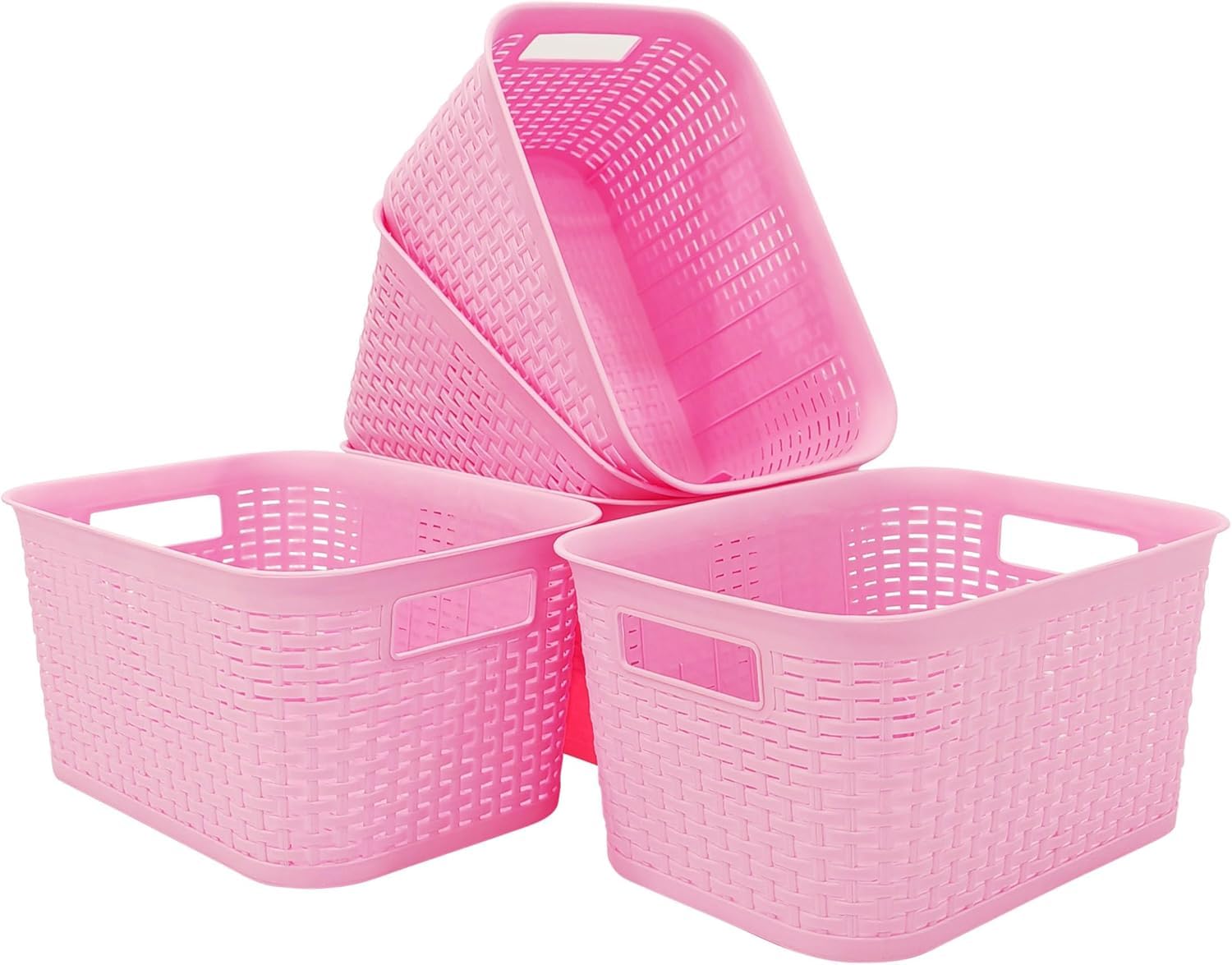 ABBAware 7L Small Rectangular Storage Basket, Home Organising, Pack 5 (Pink) — image 1
