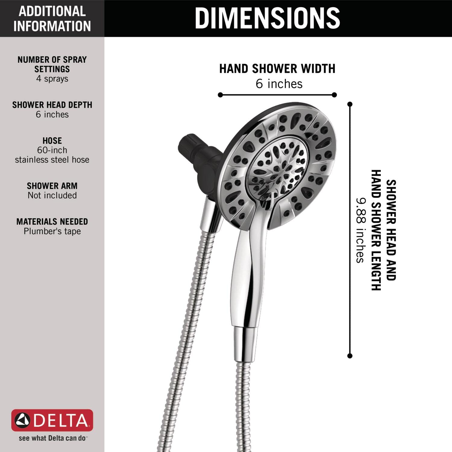 Delta 75490 Chrome In2ition - Alcachofa de ducha (4 pulverizadores)