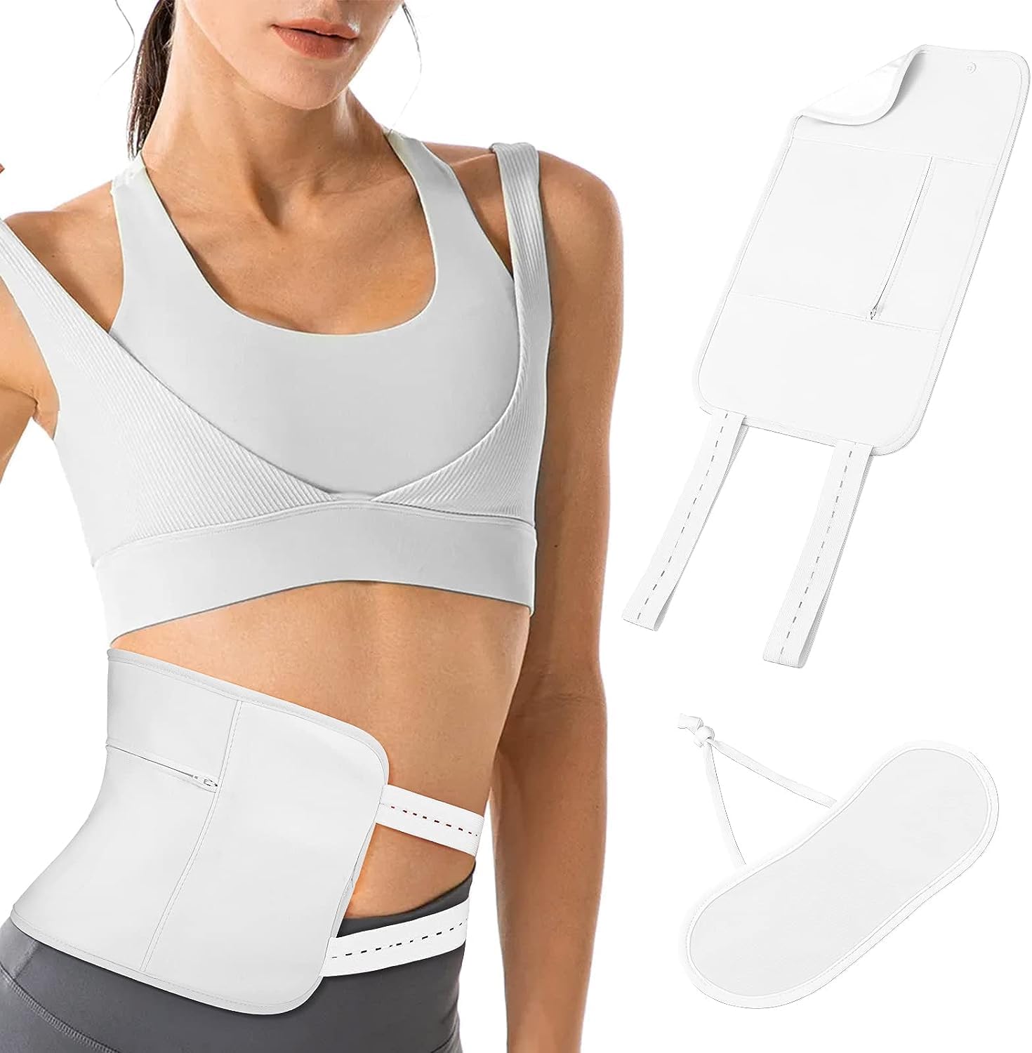 Castor Oil Pack, Adjustable Reusable Castor Oil Pack Wrap for Liver Detox,Less Mess, Elastic Strap Bamboo Cotton Machine Washable Anti Oil Leak, White