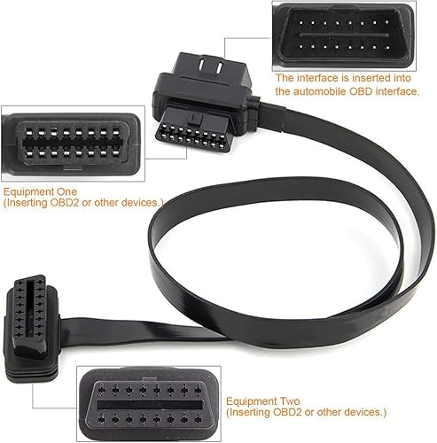 Miniatura 7 de OBD-ii Obd2 16pin macho a hembra extensión cable de diagnóstico extensor 11.8 in 23.6 in 39.4 in (2 en 1 (23.6 in))