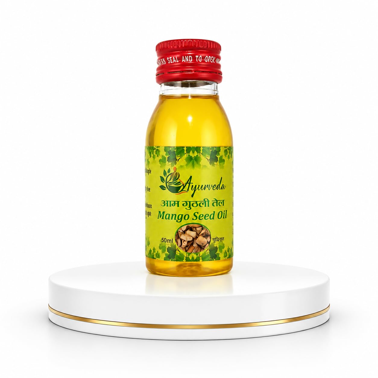 Ayurveda Mango Seed Oil (50ml), 100% pure cold-pressed Aam Guthli oil for skin, hair & body massage. Lightweight, chemical-free formula for dry skin, hair strength, joint relief & nourishment.-picture-23