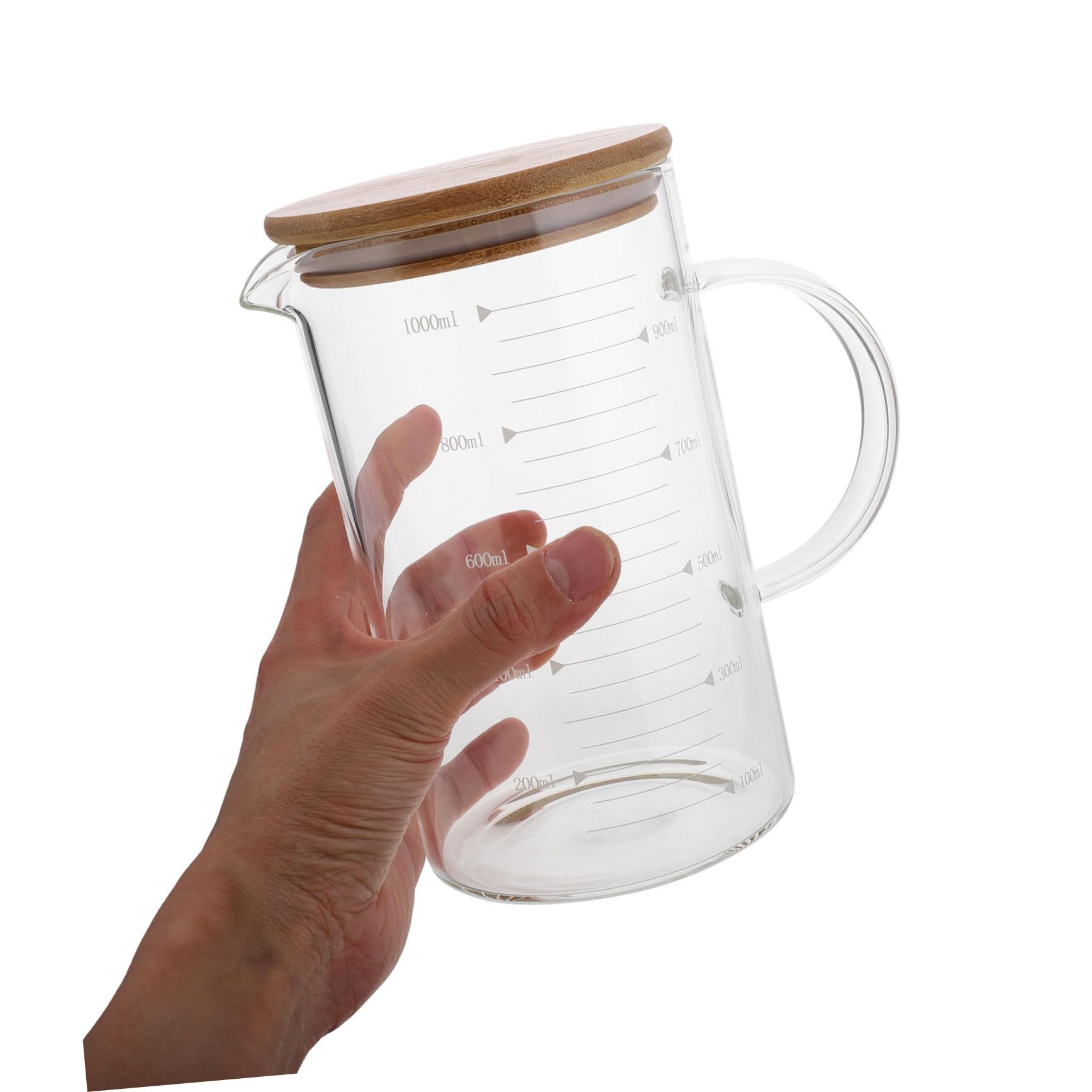 COLLBATH Pichet Mesures Claires Doseur en Verre 1000ml avec Couvercle et Poignée Design Élégant pour Usage Quotidien et Réception des Invités
