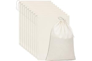 15 Pcs Muslin Reusable Cotton Bags with Drawstring