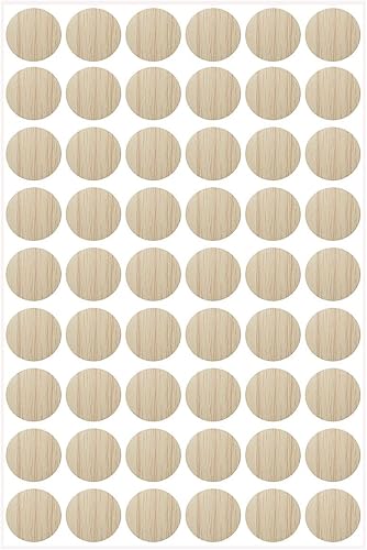 Miniatura 8 de 54 piezas en 1 hoja autoadhesivas para agujeros para tornillos de plástico, tapas de plástico sin tornillos, cubierta texturizada de madera de 0.827