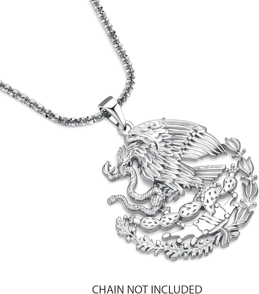 Amazon.com: Artigianno Mexican Eagle Necklace Silver Pendant