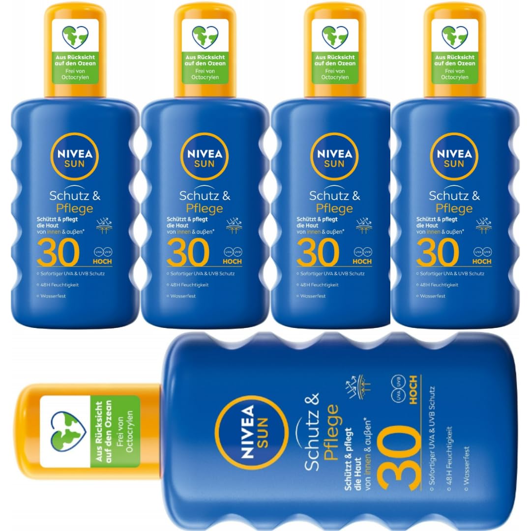 Mit Pufai Überraschungsgeschenk, Sonnenschutzmittel Sun Schutz & Pflege Sonnenspray bei Sonnenallergie Sonnencreme LSF 30+ 200 Mililiter x 5 STÜCK