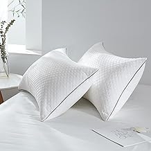 JOLLYVOGUE Pillows Queen Size Set of 2, Oeko-Tex Certified Pillows with Double-Sided Crystal Velvet, Medium Support for Side, Back, Stomach Sleepers