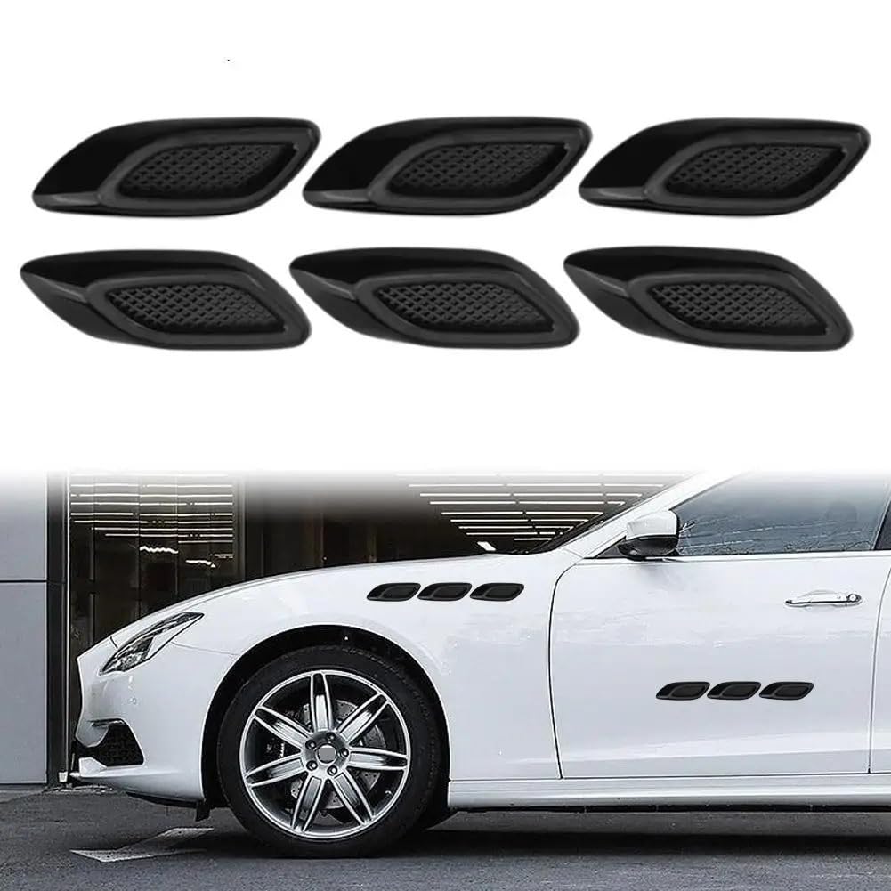 Couvercle d'aération du capot Autocollant décoratif pare-choc latéral en Fiber carbone, garniture voiture, accessoires capot, 6 pièces