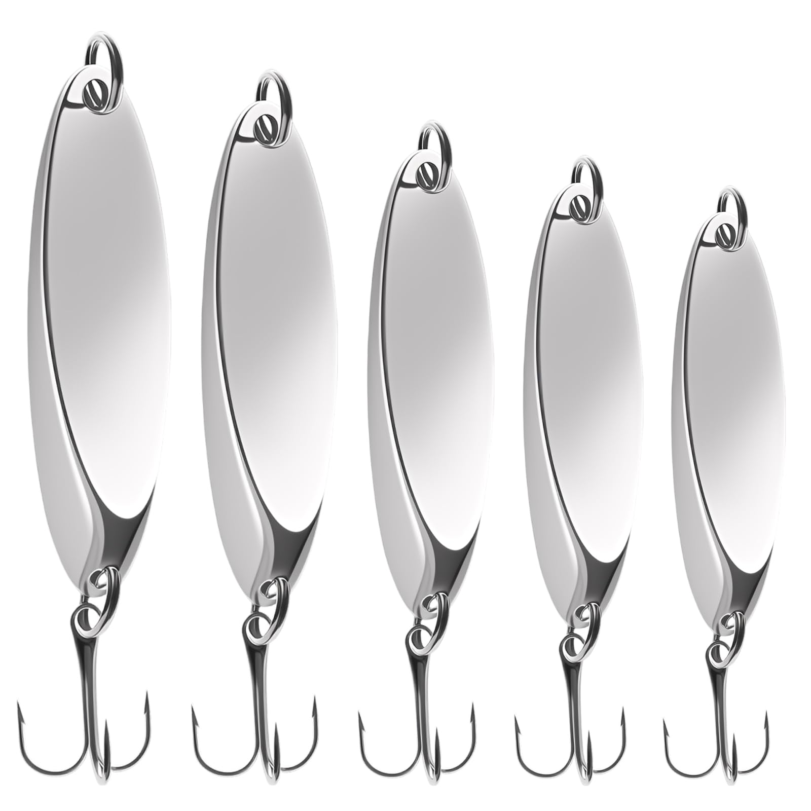 Fishing Lures Spoons, Trout Lures 5pcs/30pcs Hard Metal Spinner Bass Baits 5 Sizes Casting Spoon Hooks for Salmon Bass in 1/5oz 1/4oz 3/8oz 1/2oz 3/4oz