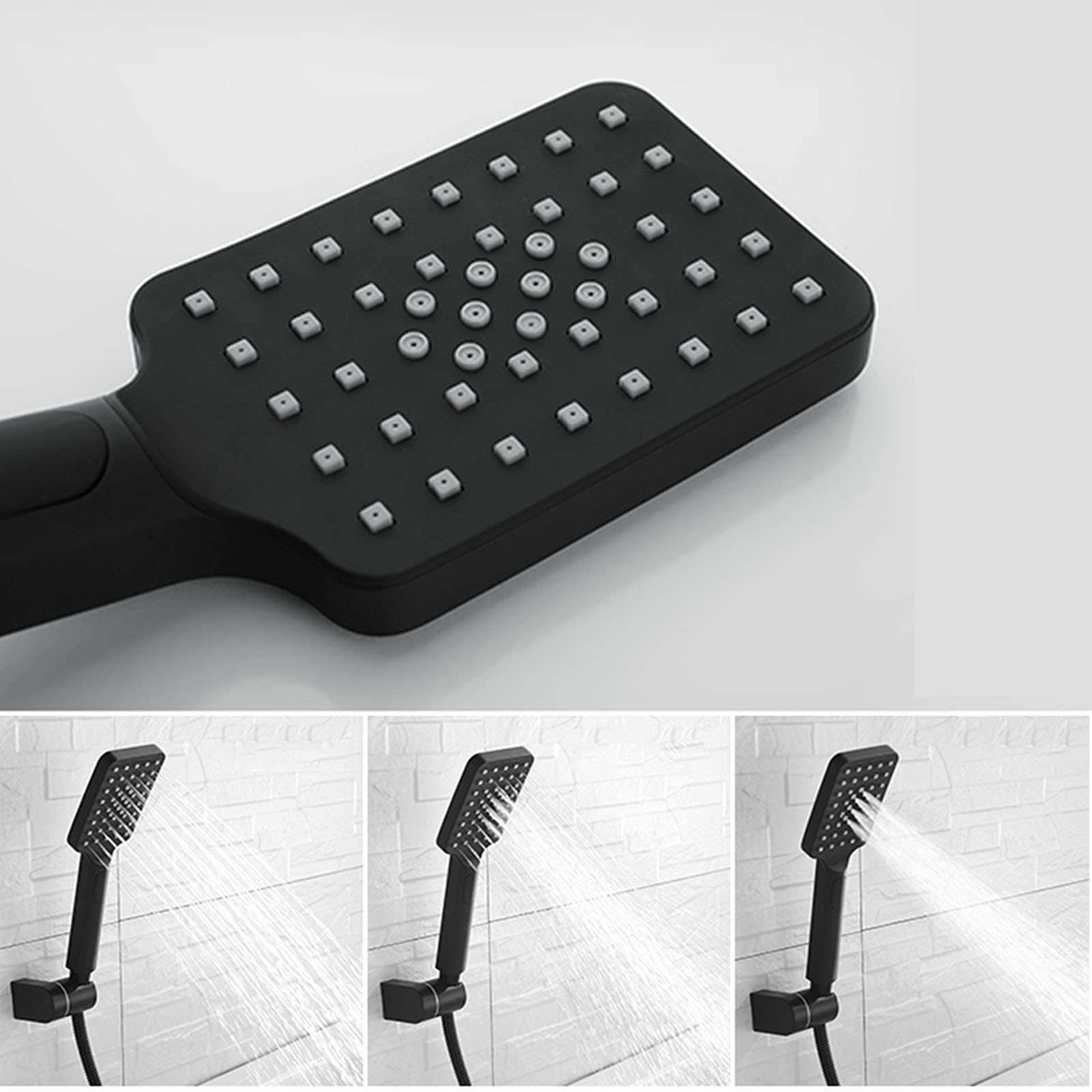 Grifo de bañera con Ducha de Mano, Grifo de bañera de Pared, caño Giratorio, Grifo Mezclador de Agua fría y Caliente, Juego de Grifo de Ducha Negro,