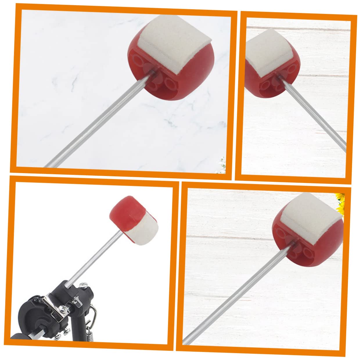 FAVOMOTO Kick Drum Foot Pedal Felt Beaters Set Bass Drum Pedal Felt for Instrument Accessories