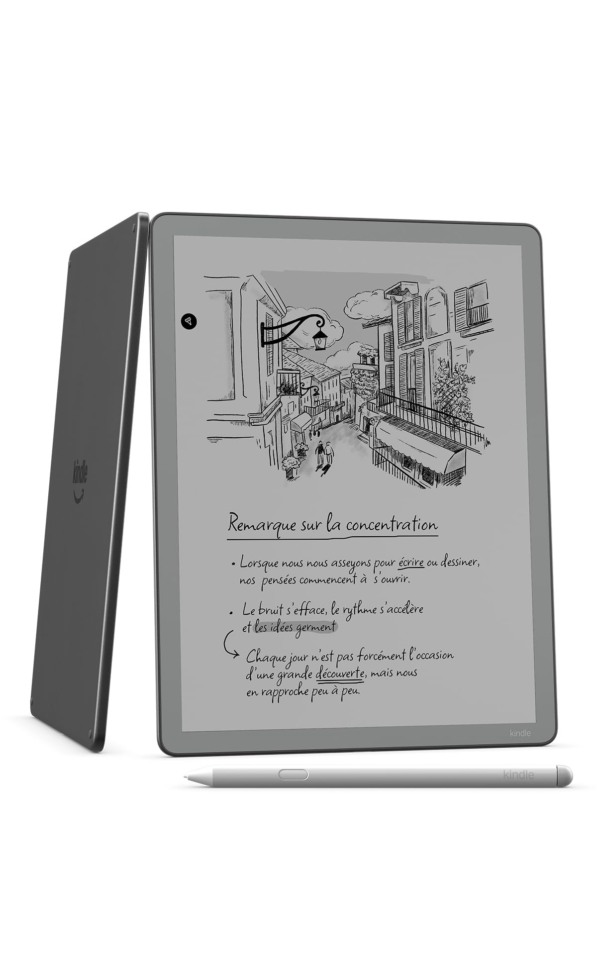 Amazon Kindle Scribe 16 Go sans éclairage avant (nouvelle génération) : écran 11" effet papier ; plus fin, léger et rapide ; écrivez dans le carnet de notes intégré, les documents et les livres