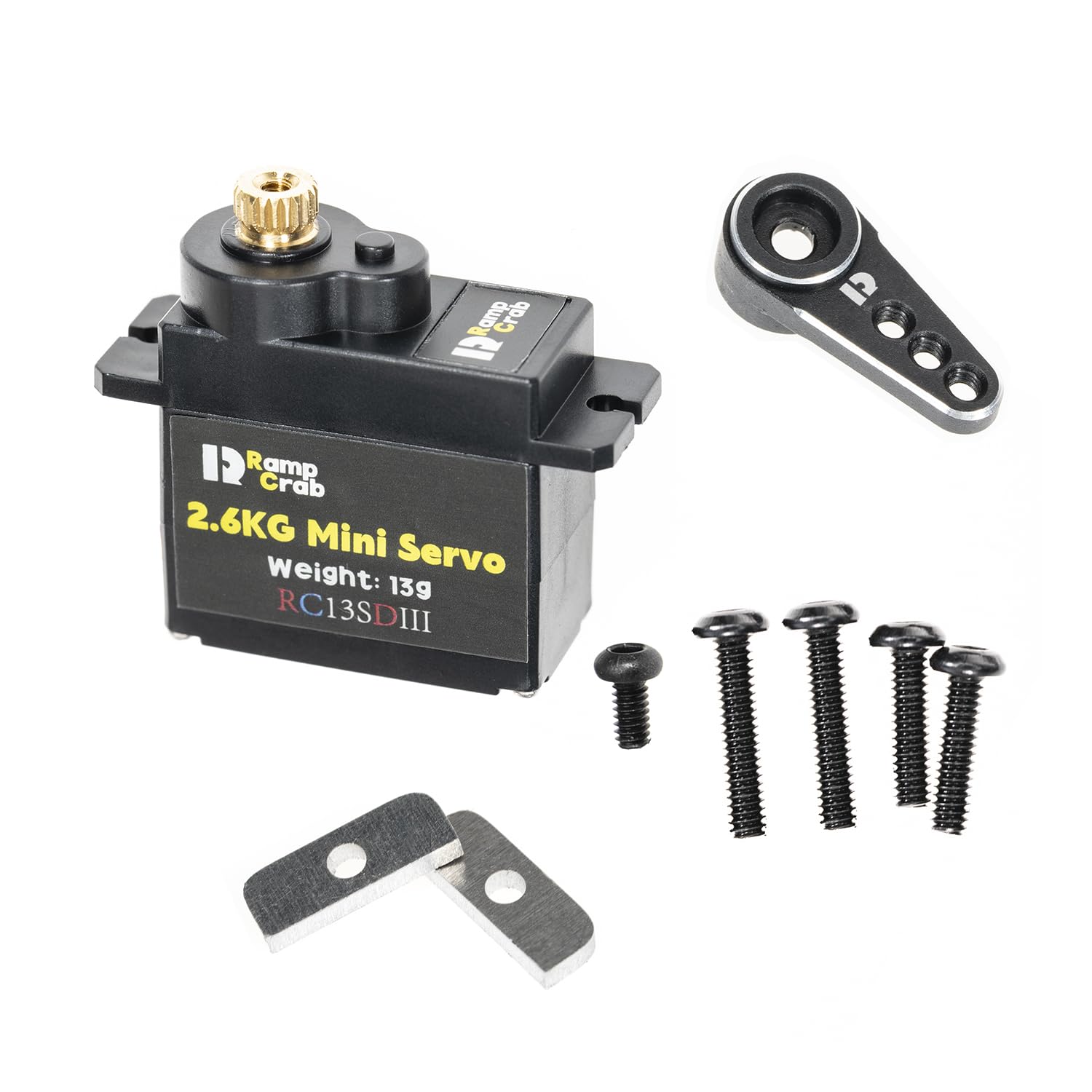 RampCrab Micro Servo with Servo Horn for FCX24, RC Car Model Parts, Upgrade Parts for Crwaler 1/24 Scale FCX24 Power Wagon Butcher & Max Smasher Big Foot Monster Truck, K5 (Black)