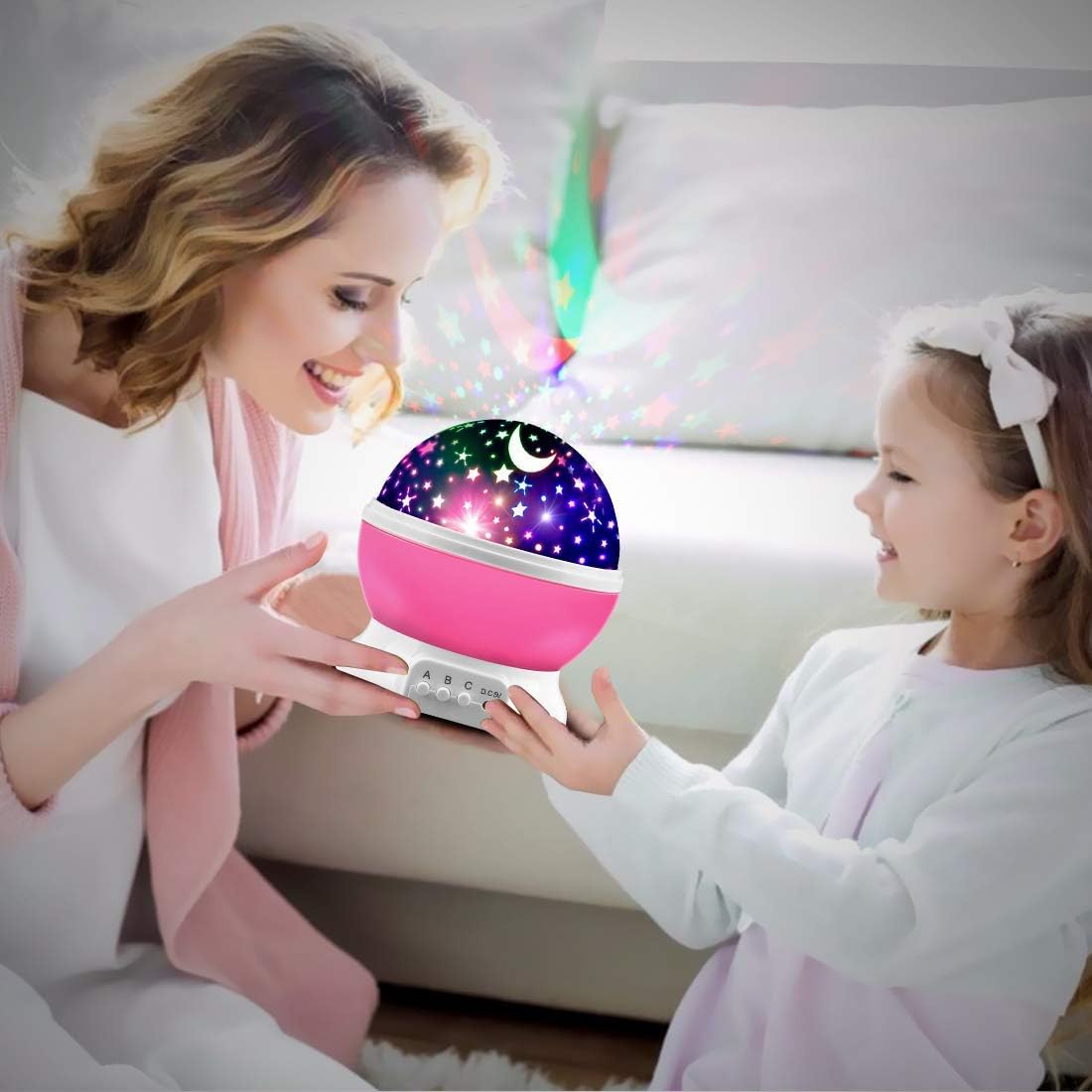 Bеѕt Cуbеr Mоndау 🔥 Star Projector, MOKOQI Night Light Lamp Fun Gifts for 1-4-6-14 Year Old Girls and Boys Rotating Star Sky Moon Light Projector for Kids Bedroom Decor -Pink