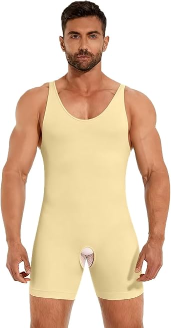 Landofgenie Mens Compression Body Shaper Full Bodysuit with Legs Sleeveless Slimming Shapewear for Men
