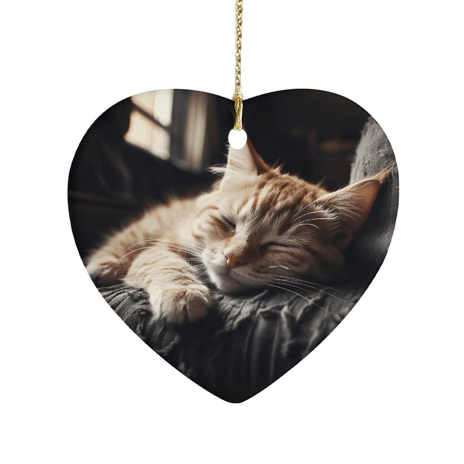 Fekiloot Style Napping Kitten Ceramic Ornament Home Decor Keepsake