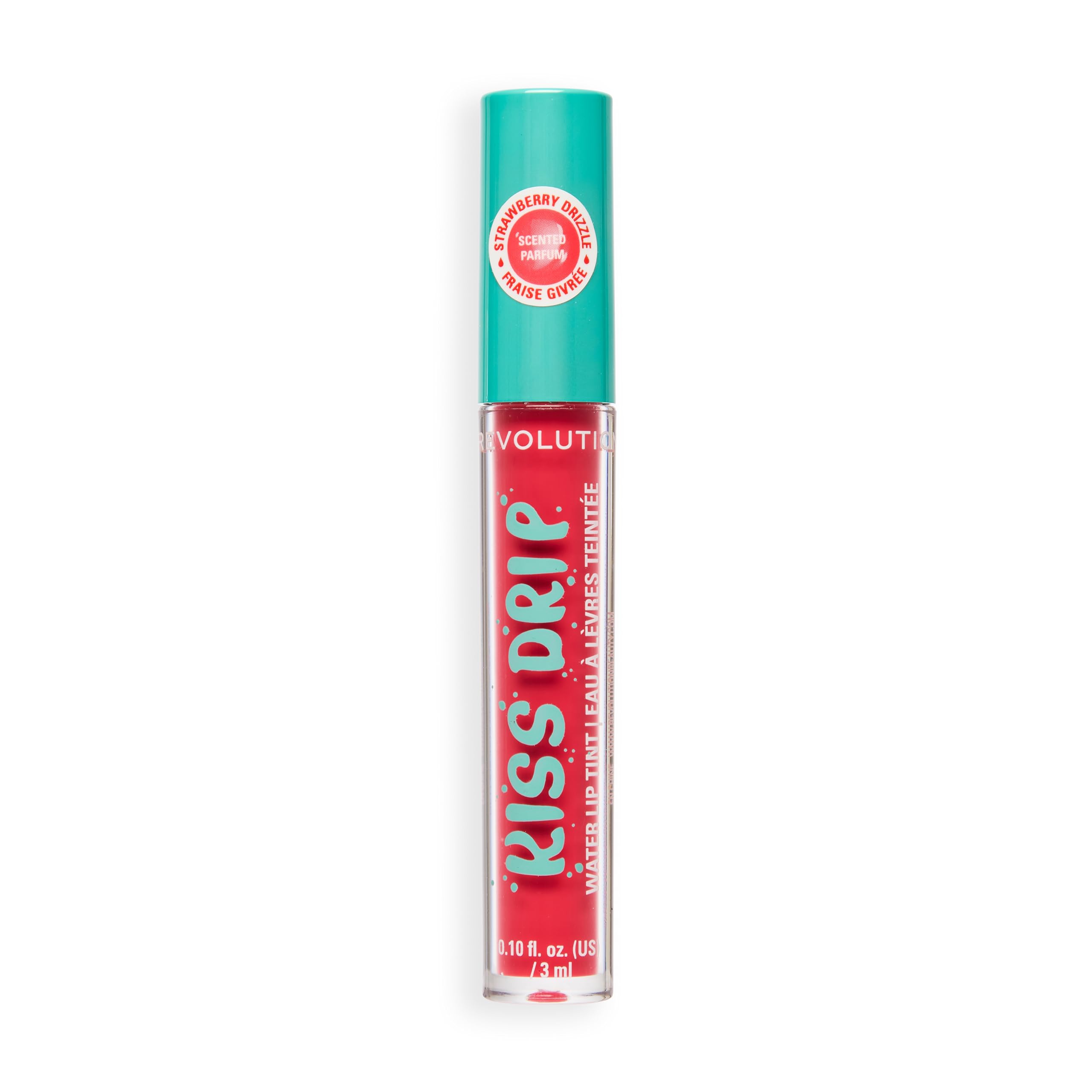 Revolution Kiss Drip Water Lip Tint, Hydrating Tinted Lip Gloss with Shea Butter & Vitamin E, Buildable Colour, Strawberry Drizzle, 3ml