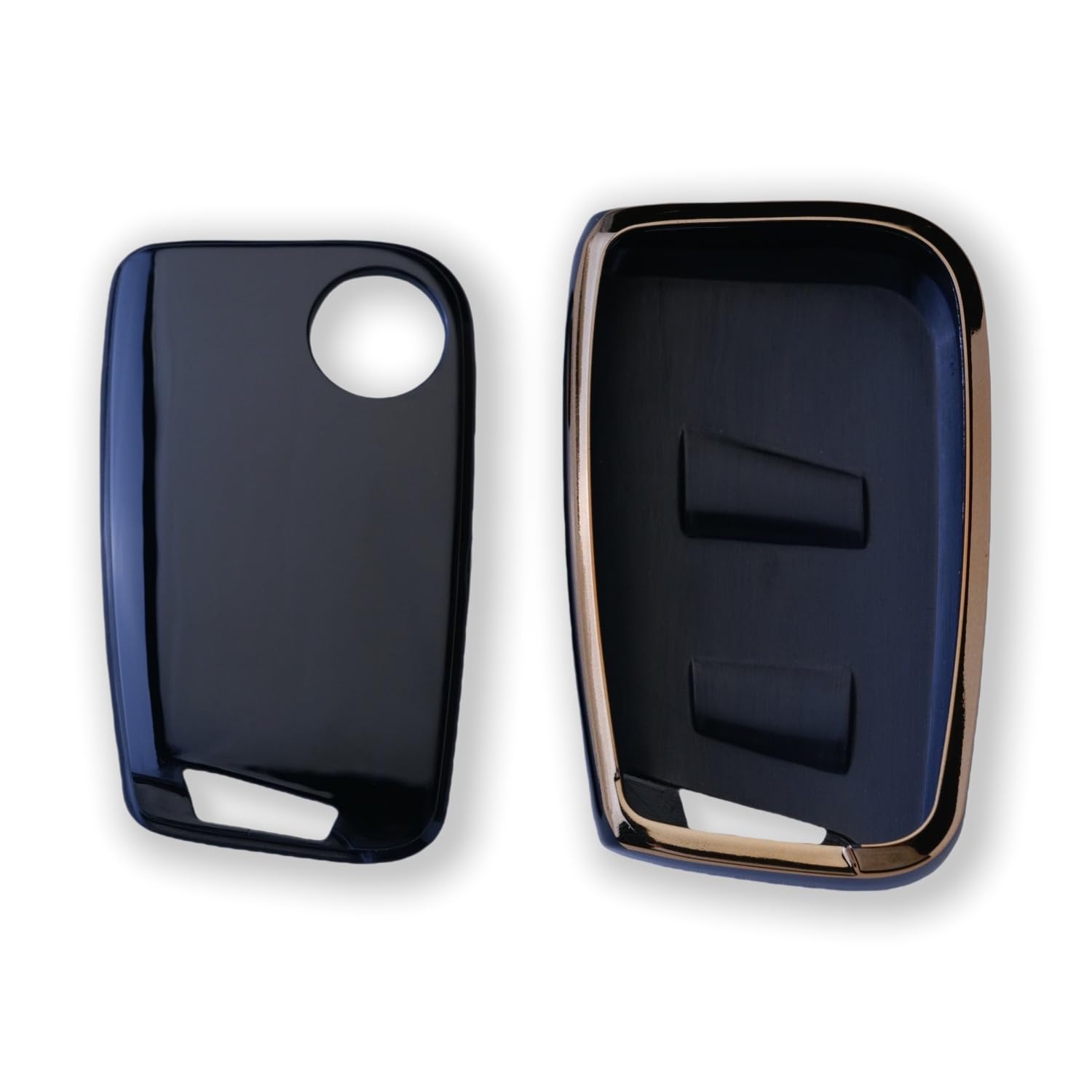 RUXYAXFOL TPU copertura chiave auto per VW Golf 7 Passat B8 Seat Leon Ibiza Toucan T-Cross Polo CC Skoda Superb Kodiaq Custodia chiave auto, 2 pezzi, oro nero