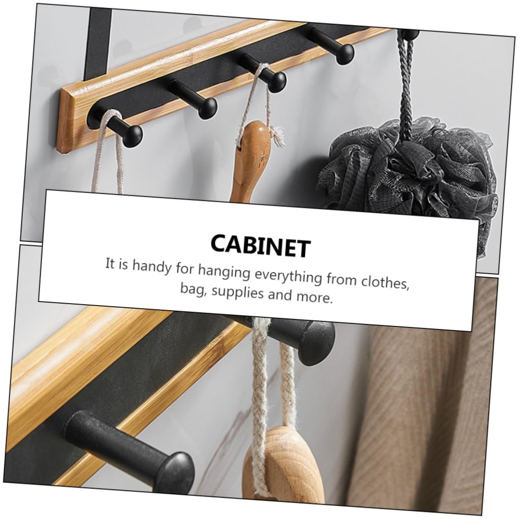 SOLUSTRE Gancho para Puerta sin Perforaciones, Aluminio y Bambú, Negro | 1, para Colgar Ropa y Bolsa, Uso en Baño y Dormitorio, Estilo Creativo Hogar