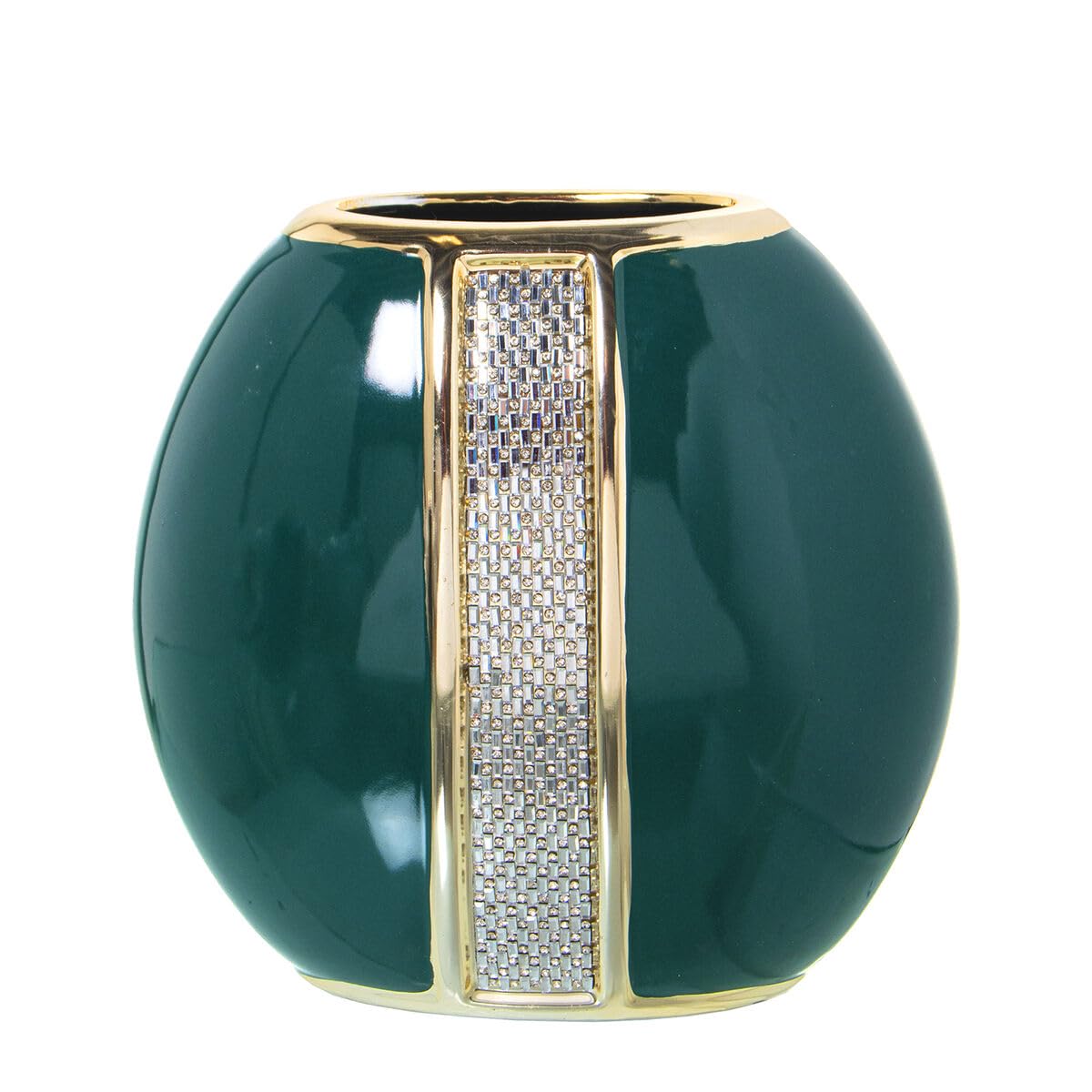 Alexandra House Living Vase Green Silver Ceramic 21 x 11 x 20 cm