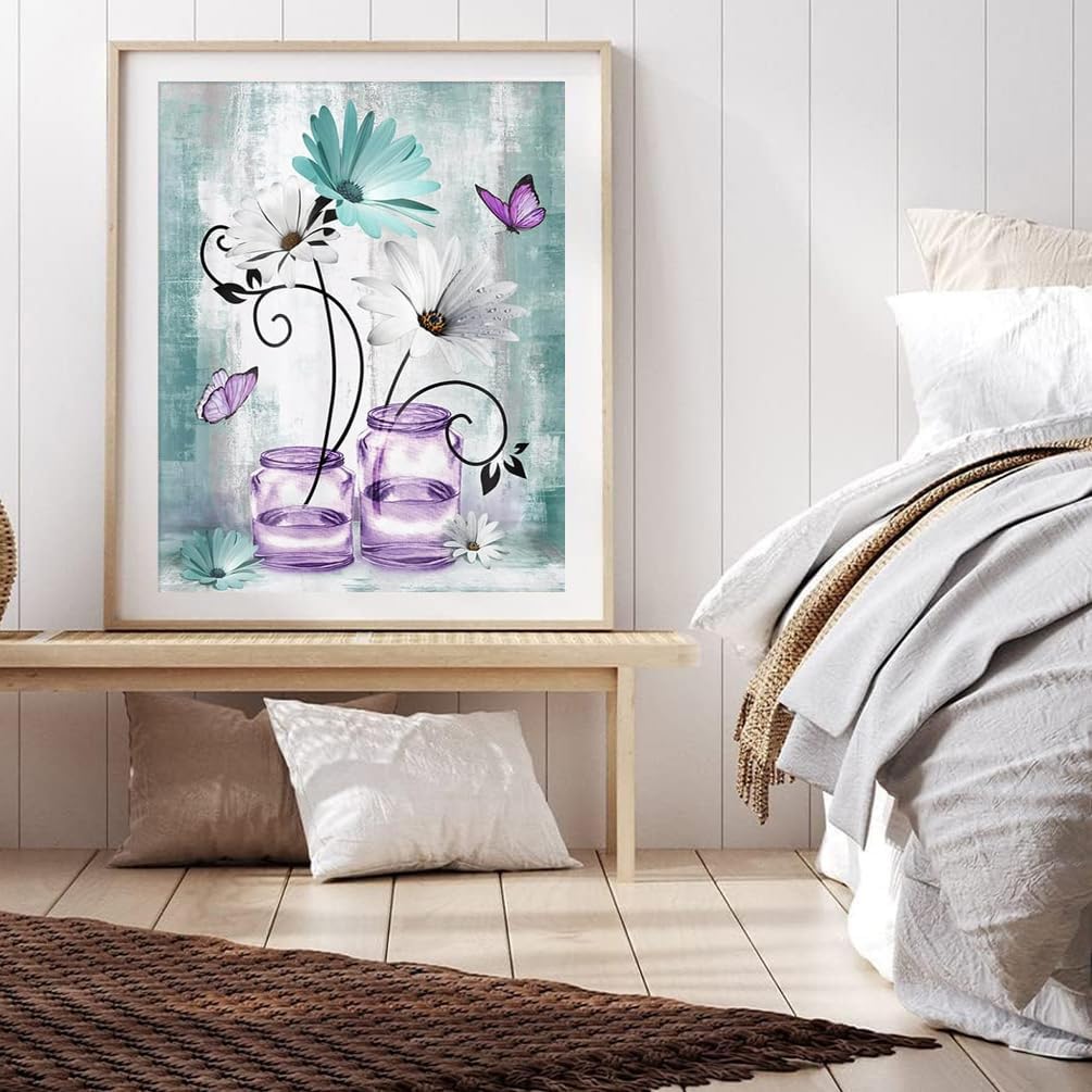 77iiAii Diamond Painting Set – Blumen Motiv, 30x40 Cm, 5D Diamantmalerei Für Erwachsene, Inkl. Zubehör