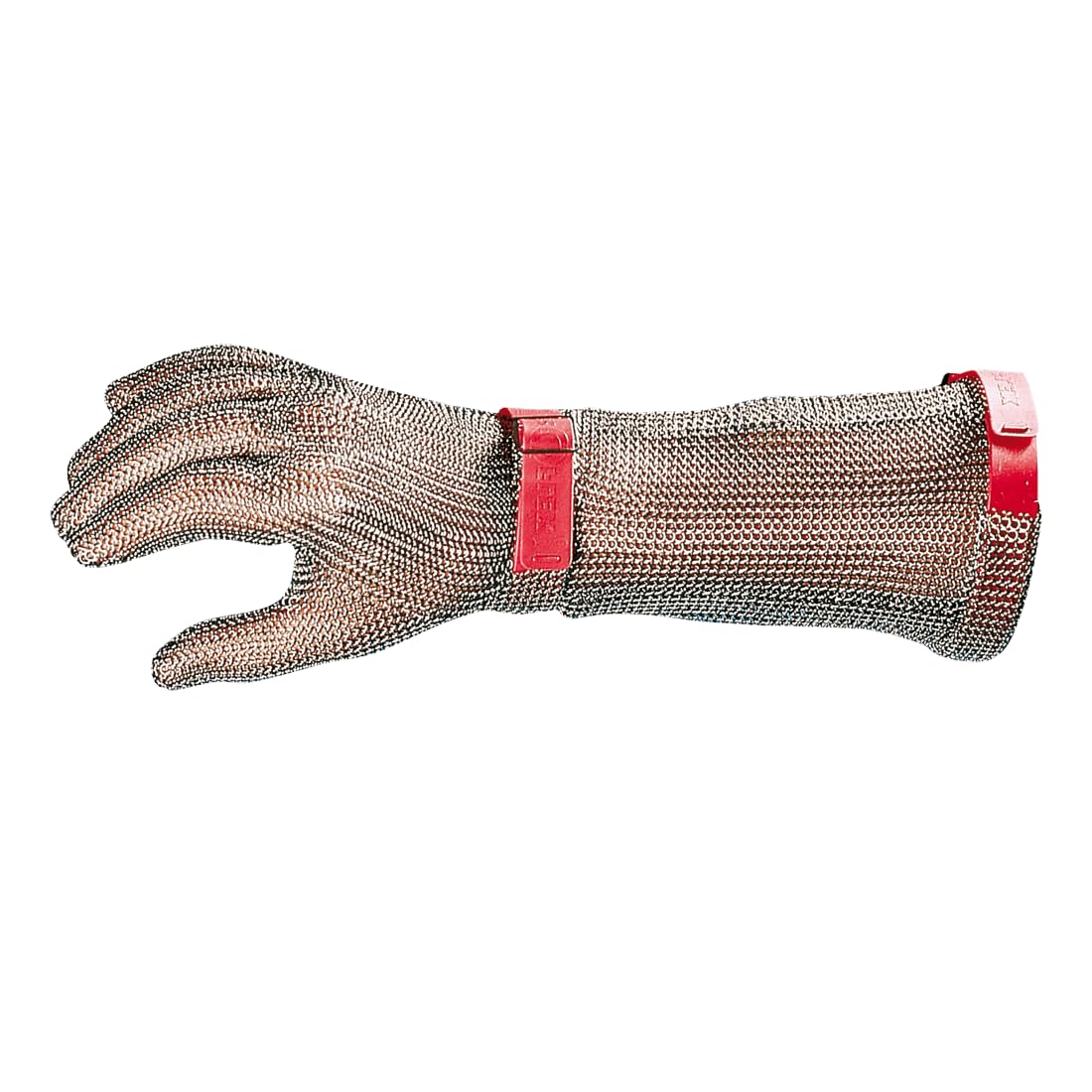 Sir Safety System Rękawiczki odporne na przebicie rzeźnika, stal nierdzewna 0,55 mm, przedłużony nadgarstek 15 cm, obustronny, EN 1082-1, XL, szary