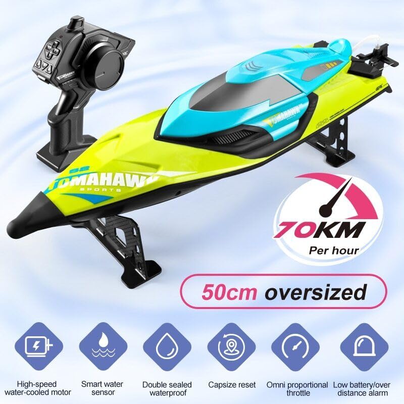 Image of Remote Control Boats for Pools and Lakes, RC Boat 70km /h High Speed Remote Control Racing Boat for Adults and Kids & Pools and Lakes, 2.4 Ghz Fast Electric RC Water Boats