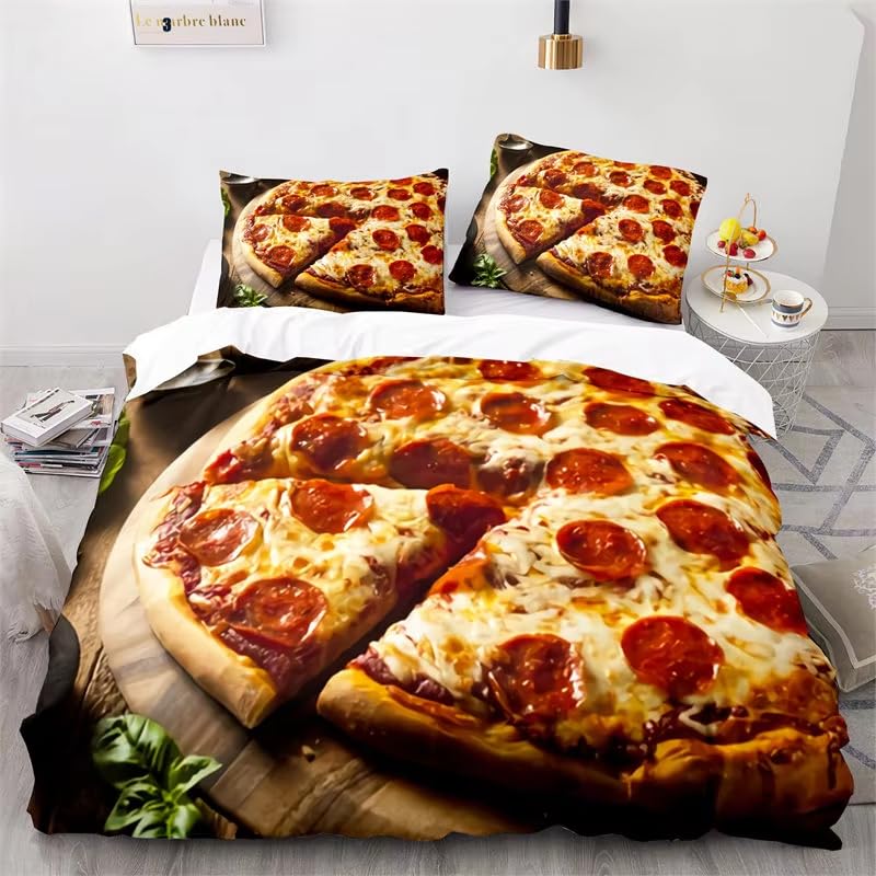 Housse de couette pizza hamburger microfibre idéale pour éliminer les plis du lit d'enfant