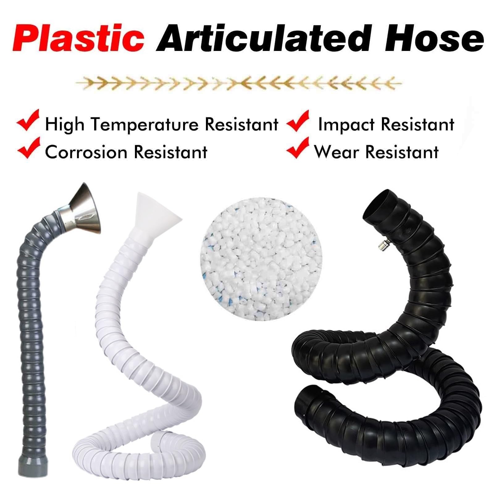 ZAQYCM Tubo Flexible Manguera Flexible Articulada para Polvo De 200 160 100 68 45 MM para Eliminación De Aire Y Humo, Brazo Colector De Gas Gris Y Blanco(L 300cm(10 ft),ID 45MM(1 7/9 In))